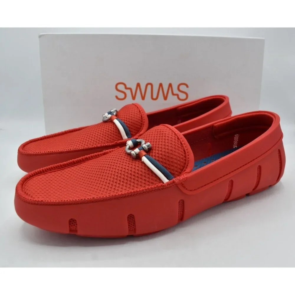 SWIMS Mens Size 9.5 Riva Red Slip On Loafers Shoes‎